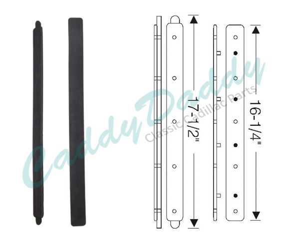 1939 Cadillac LaSalle Series 50 And Series 61 Hardtop Windshield Division Bar Rubber Weatherstrip Set (2 Pieces) REPRODUCTION Free Shipping In The USA 
