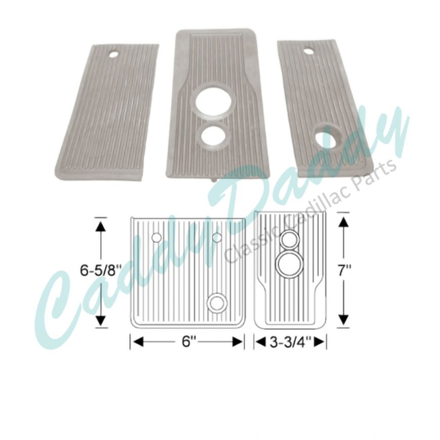 1941 Cadillac Automatic Transmission Brown Rubber Floor Plate Kit (3 Pieces) REPRODUCTION Free Shipping In The USA