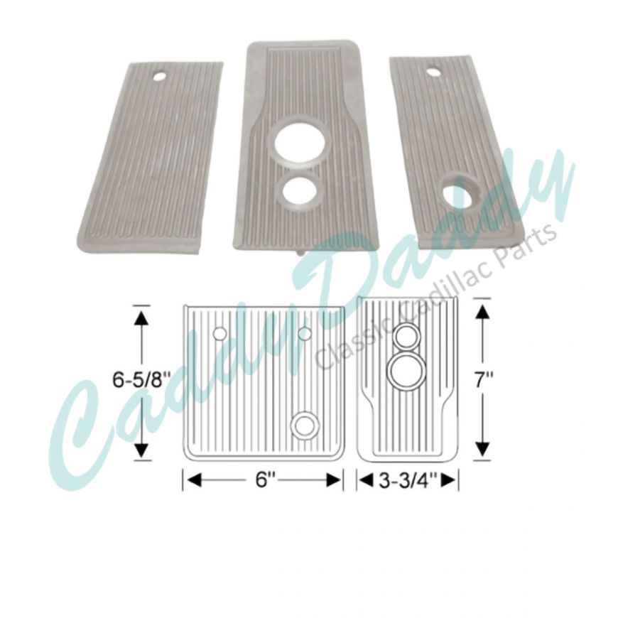 1941 Cadillac Automatic Transmission Brown Rubber Floor Plate Kit (3 Pieces) REPRODUCTION Free Shipping In The USA