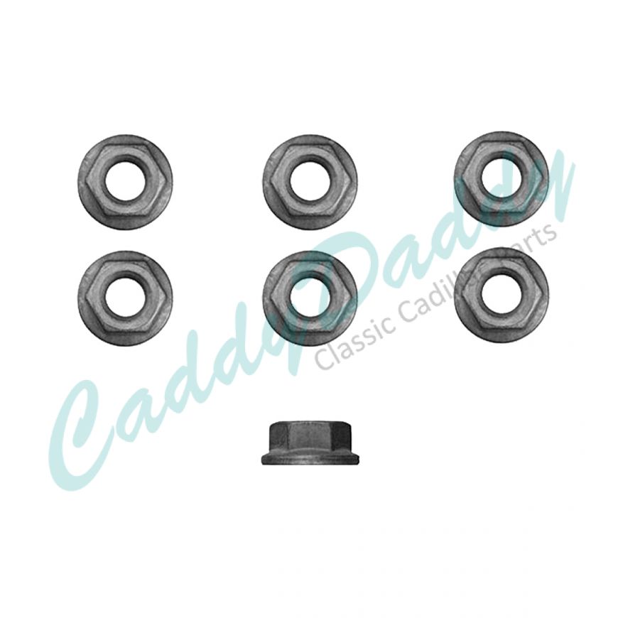 Cadillac Hex Flange Nuts Set (Flange Outer Diameter 21 mm Hex Size 15 mm) (6 Pieces) REPRODUCTION