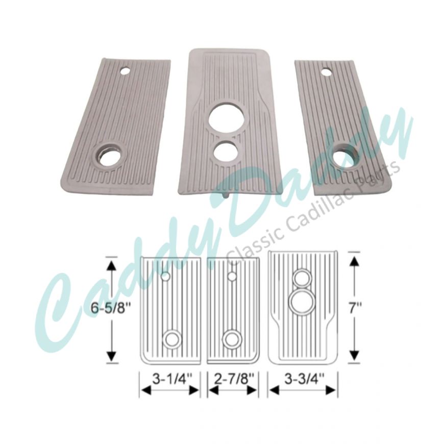 1941 Cadillac Manual Transmission Brown Rubber Floor Plate Kit (3 Pieces) REPRODUCTION Free Shipping In The USA