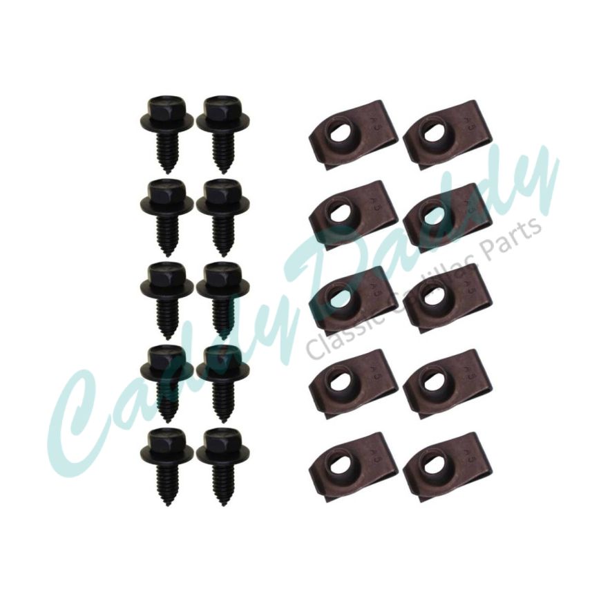 
Universal Cadillac Indented Hex Head Sems Screw and Extruded U-Nut Set (20 Pieces) REPRODUCTION
