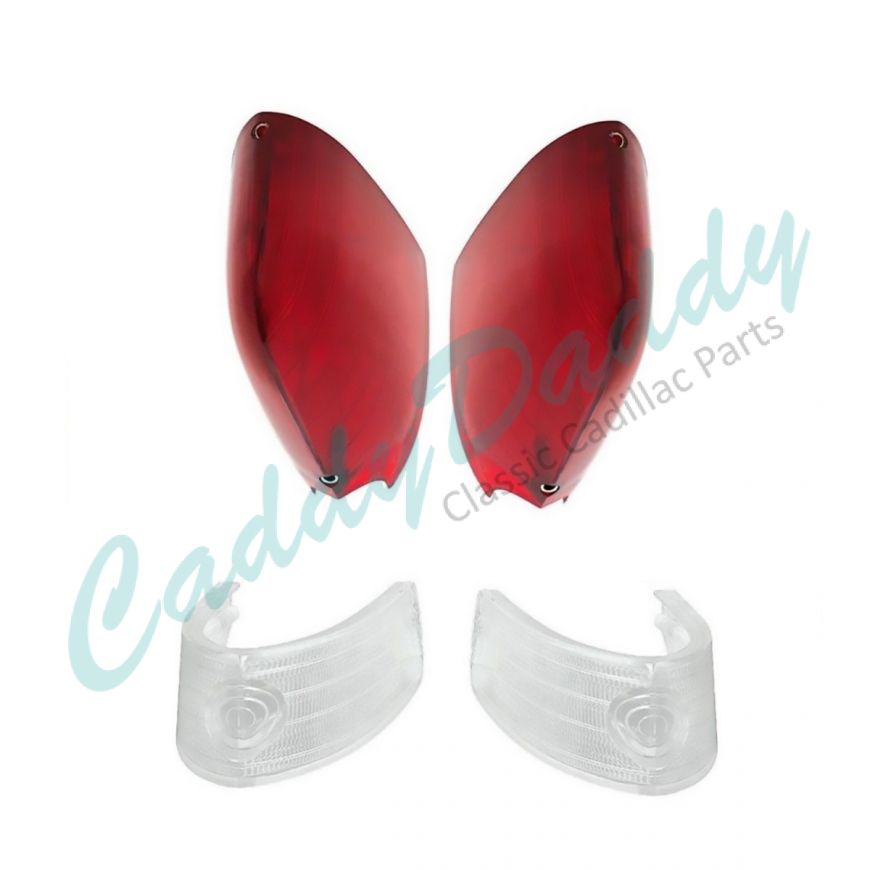 1954 1955 1956 Cadillac (See Details) Tail Light And Back Up Lens Set (4 Pieces) REPRODUCTION Free Shipping In The USA