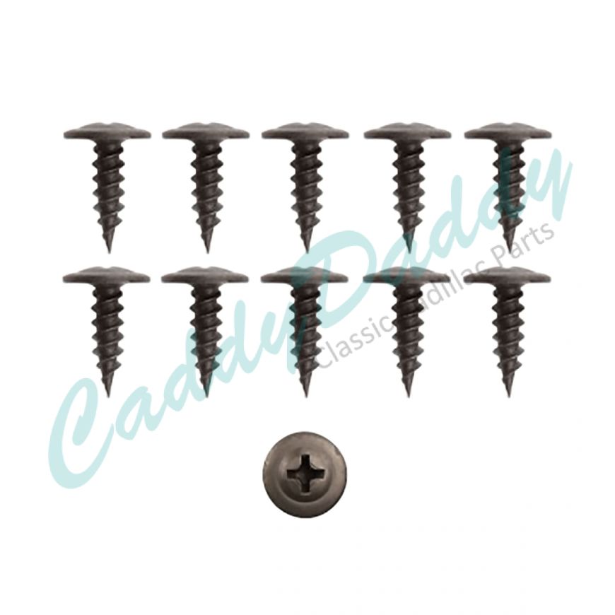 Cadillac Black Phillips Washer Style Tapping Trim Screw Set (4.2-1.41 X 13 mm Screw Size) (10 Pieces) REPRODUCTION