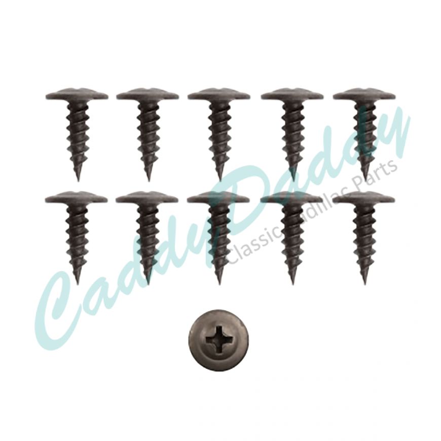 Cadillac Black Phillips Washer Style Tapping Trim Screw Set (4.2-1.41 X 13 mm Screw Size) (10 Pieces) REPRODUCTION