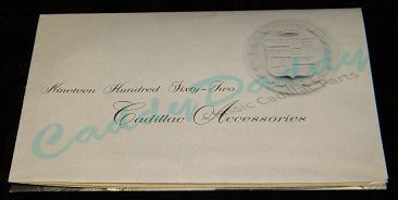 1962 Cadillac Accessories Brochure - Original  USED Free Shipping In The USA