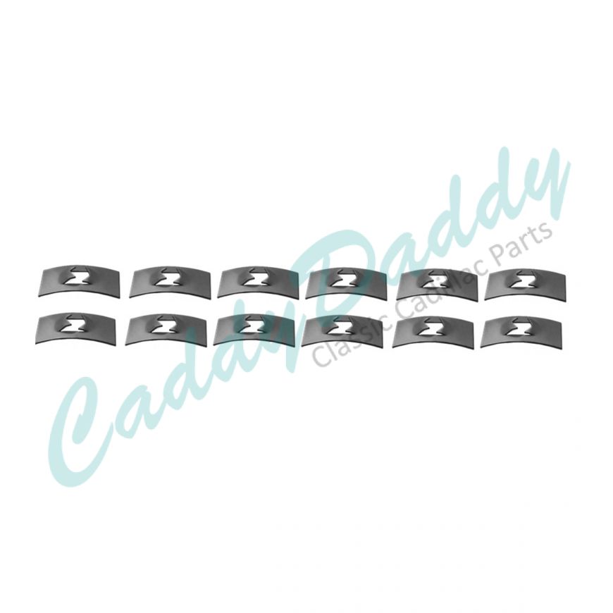 Cadillac Flat Nut Clip Set (9/16 Inch Wide X 1 Inch Long) (12 Pieces) REPRODUCTION