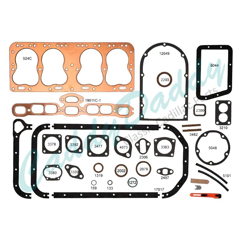 1937 1938 1939 1940 1941 1942 1946 1947 1948 Cadillac Complete Engine Gaskets REPRODUCTION Free Shipping In The USA