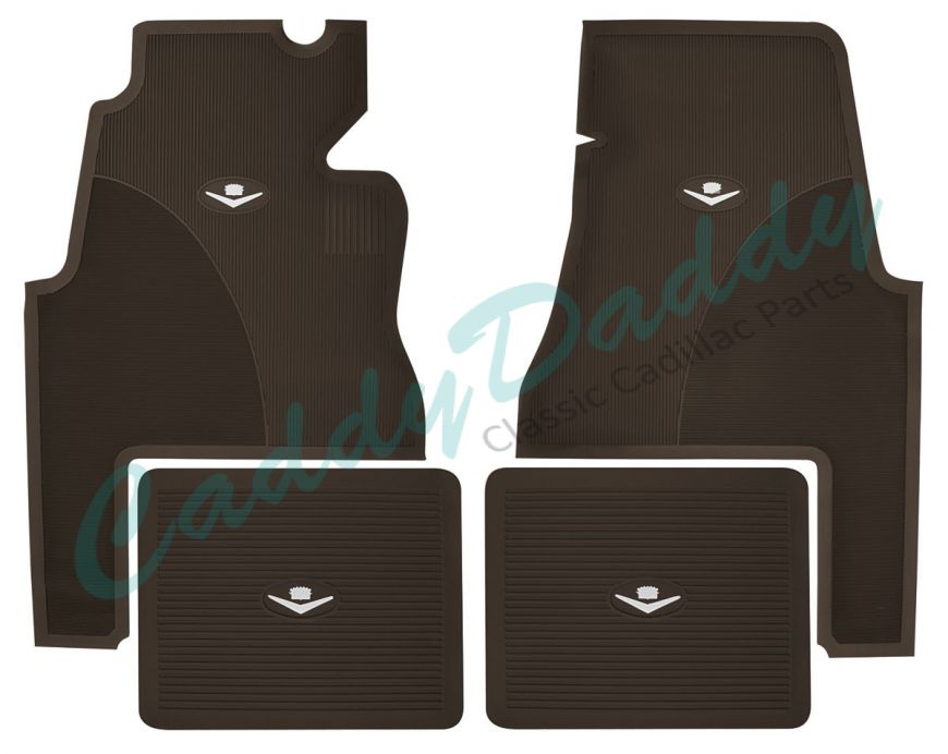 1959 1960 Cadillac 2-Door Dark Brown Rubber Floor Mats (4 Pieces) REPRODUCTION Free Shipping In The USA