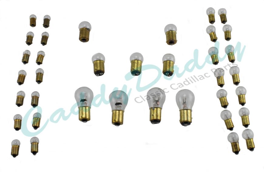 1958 Cadillac Light Bulb Replacement Kit 37 Pieces (With Fog Bulbs) REPRODUCTION Free Shipping In The USA