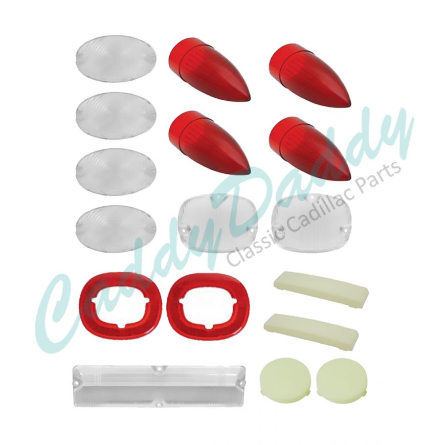 
1959 Cadillac (See Details) Exterior and Interior Lens Set (17 Pieces) REPRODUCTION Free Shipping In The USA
