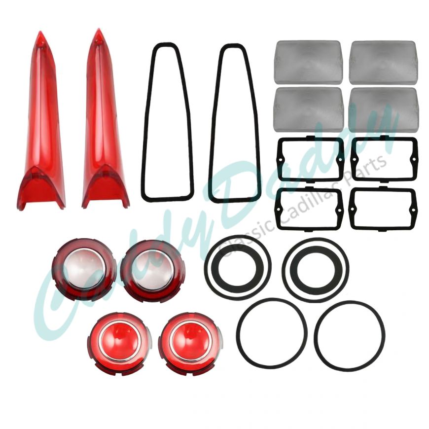 1960 Cadillac (WITH Parking Lenses) Exterior Lenses And Gaskets Set (22 Pieces) REPRODUCTION Free Shipping In The USA