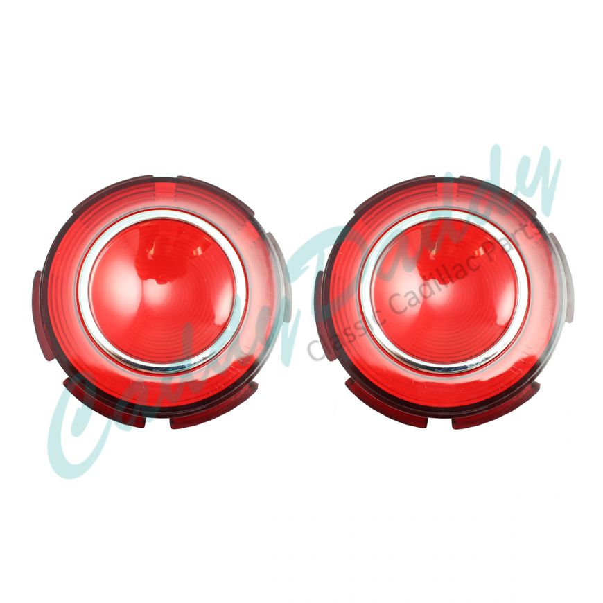 1960 Cadillac Round Tail Light Lenses (In Bumper) 1 Pair REPRODUCTION Free Shipping In The USA