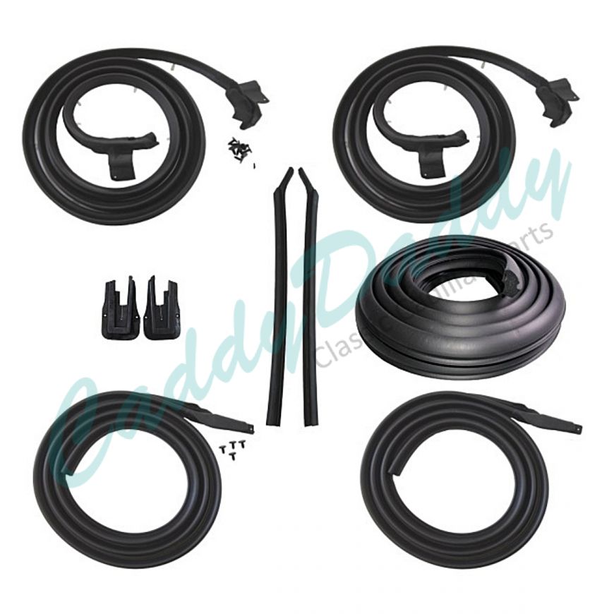 1965 1966 Cadillac Calais and Deville 2-Door Hardtop Coupe Basic Rubber Weatherstrip Kit (9 Pieces) REPRODUCTION Free Shipping In The USA 