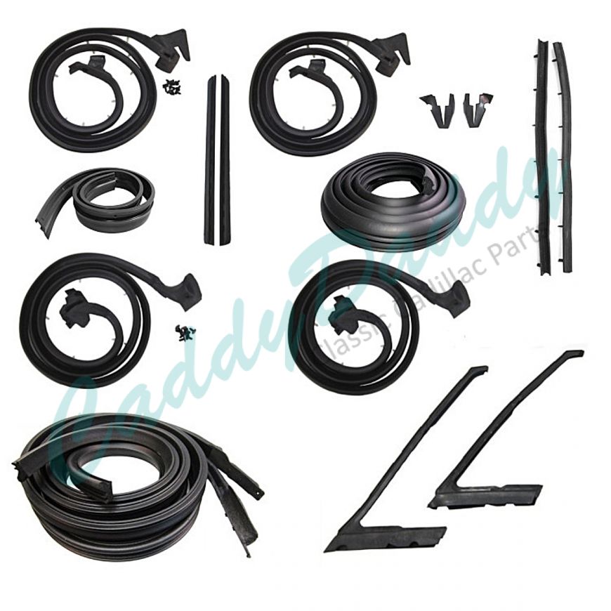 1965 1966 Cadillac Calais and Deville 4-Door Hardtop Advanced Weatherstrip Kit (16 Pieces) REPRODUCTION Free Shipping In The USA 