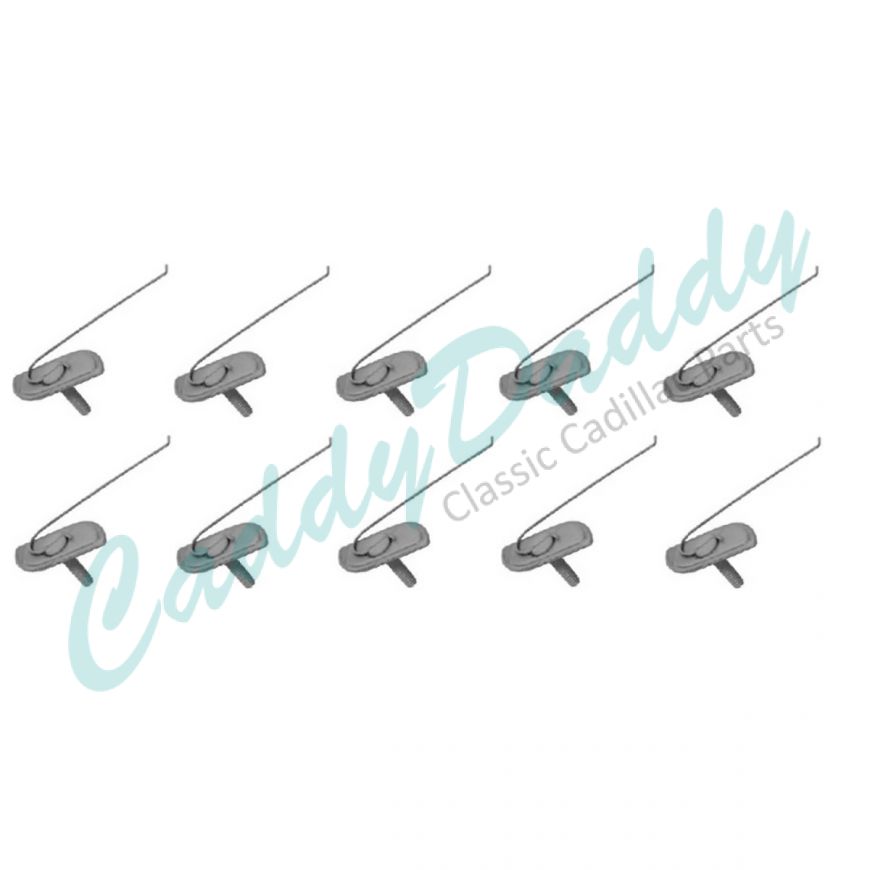 Cadillac Molding Clips Set (3/4 Inch Bolt 1-5/8 Inch Plate Length) (12 Pieces) REPRODUCTION
