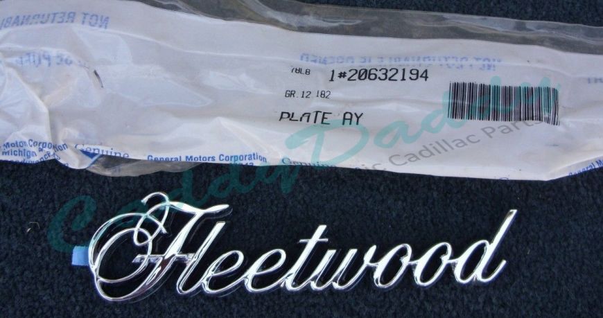 1984 1985 1986 1987 Cadillac Fleetwood Trunk Script NOS Free Shipping In The USA