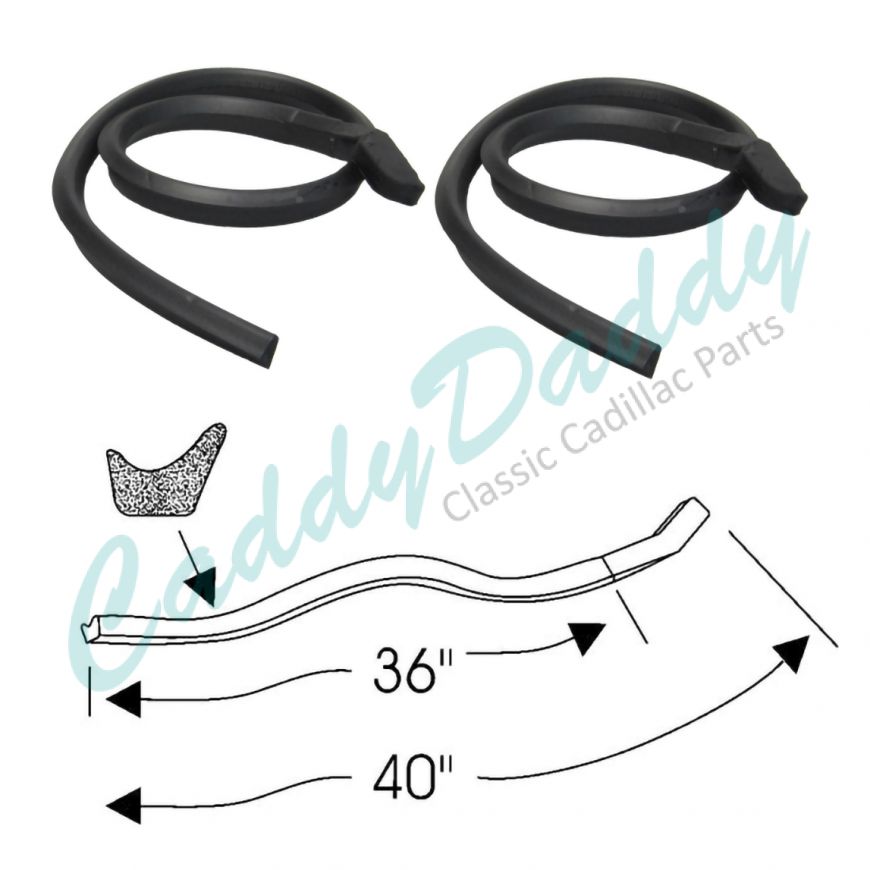 1942 1946 1947 Cadillac Series 62 Convertible Door at Lock Pillar Rubber Weatherstrips 1 Pair REPRODUCTION Free Shipping In The USA 