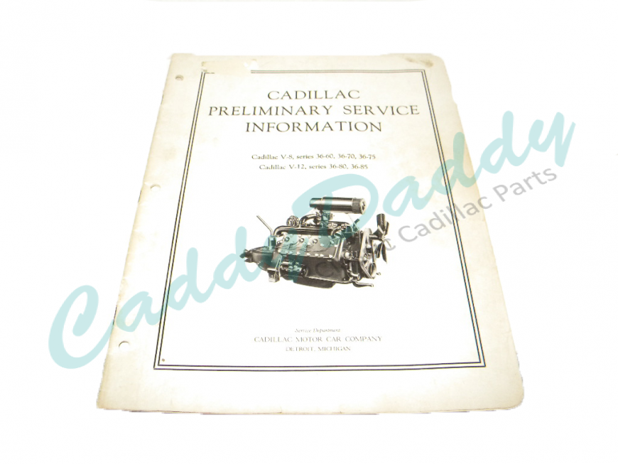 1936 Original Cadillac Preliminary Service Information  USED Free Shipping In The USA




