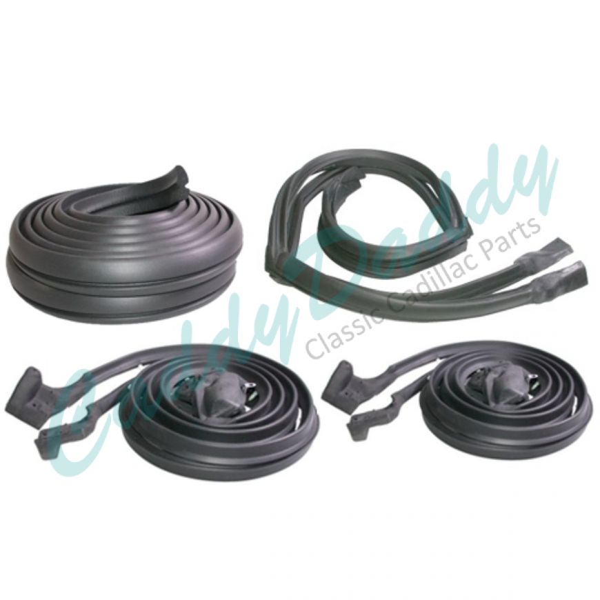 1962 Cadillac Series 62 and Deville 4-Door 6-Window Sedan Basic Weatherstrip Kit (7 Pieces) REPRODUCTION Free Shipping In The USA