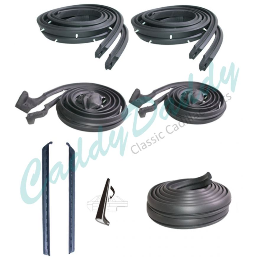 1961 Cadillac 2-Door Hardtop Coupe Basic Rubber Weatherstrip Kit (7 Pieces) REPRODUCTION Free Shipping In The USA