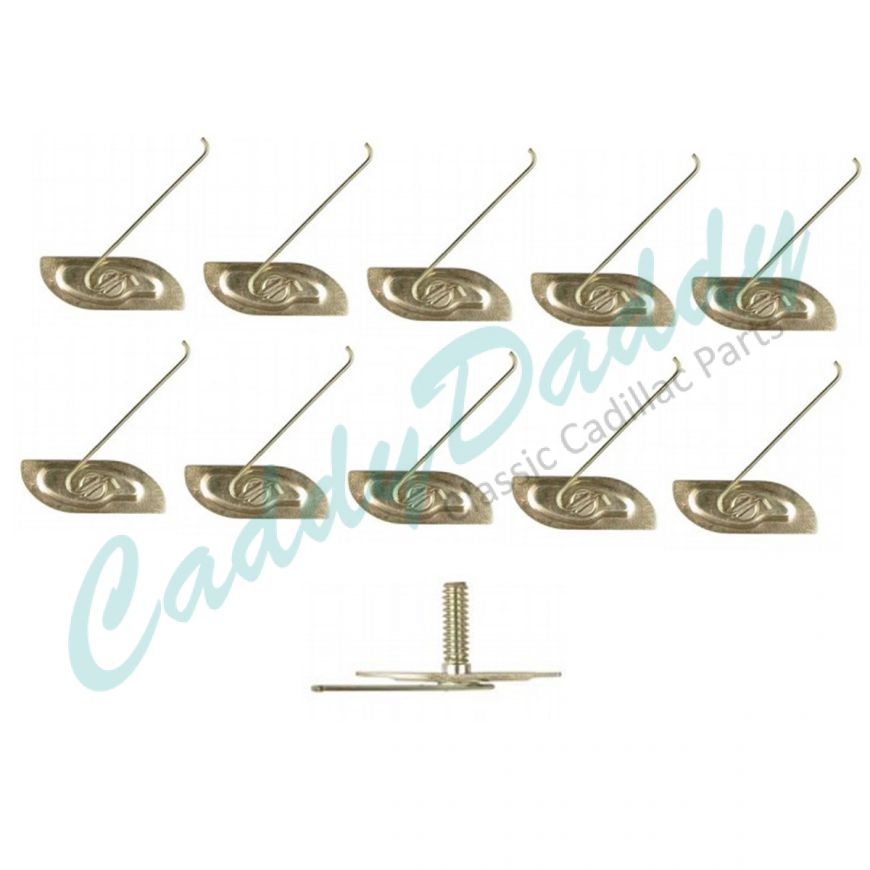 Cadillac Molding Clips Set (3/4 Inch Bolt 1-11/32 Inch Long Plate) (10 Pieces) REPRODUCTION