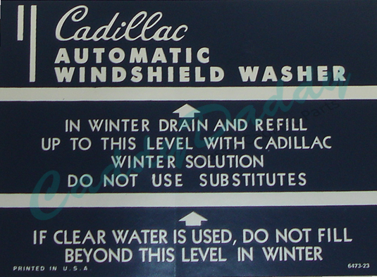 1948 1949 1950 1951 1952 Cadillac Washer Jar Decal REPRODUCTION