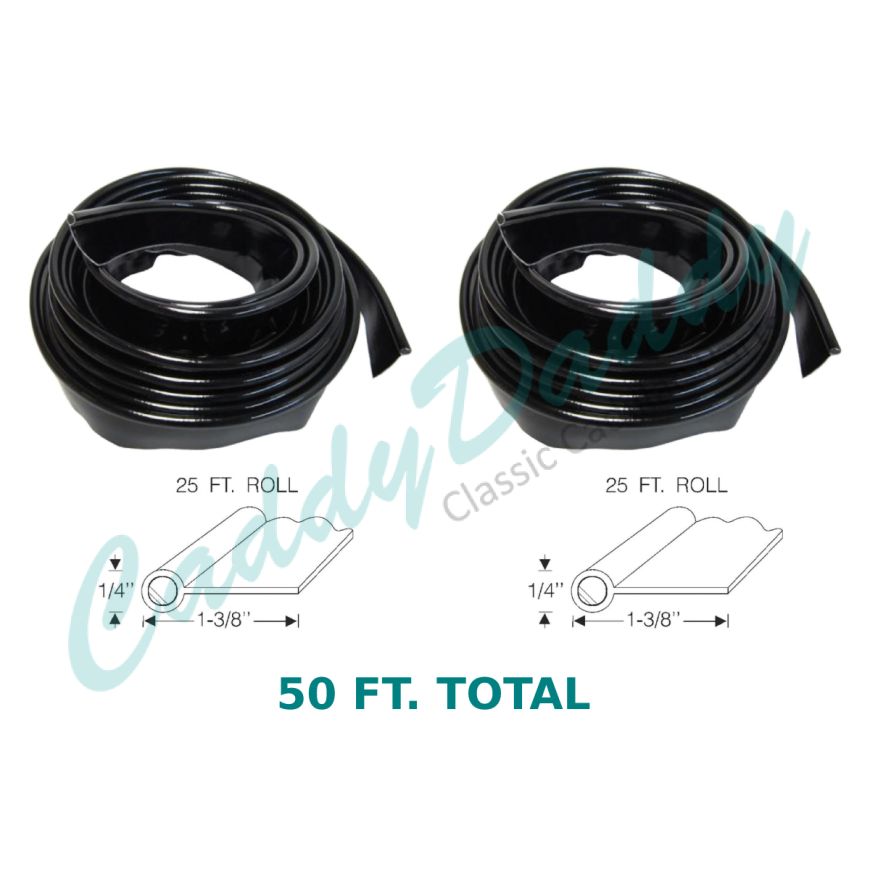 1936 1937 1938 1939 1940 1941 1942 1946 1947 1948 1949 1950 1951 1952 1953 Cadillac Fender Welting (50 Feet Total) (2 Pieces) REPRODUCTION Free Shipping In The USA