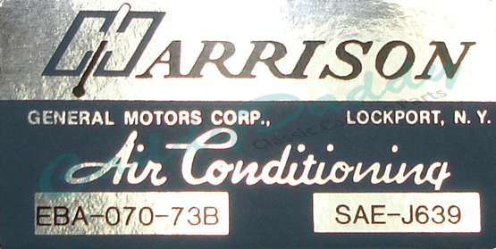 1973 Cadillac Harrison Air Conditioning Evaporator Box Decal  REPRODUCTION
