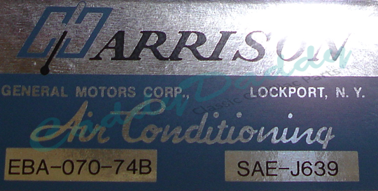 1974 Cadillac Harrison Air Conditioning Evaporator Box Decal  REPRODUCTION