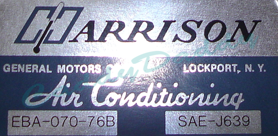 1976 Cadillac (Except Seville) Harrison Air Conditioning Evaporator Box Decal  REPRODUCTION