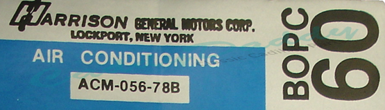 1978 Cadillac (Except Seville) Harrison Air Conditioning Evaporator Box Decal  REPRODUCTION