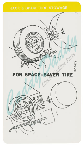 1975 Cadillac Tire and Jack Stowage Decal REPRODUCTION