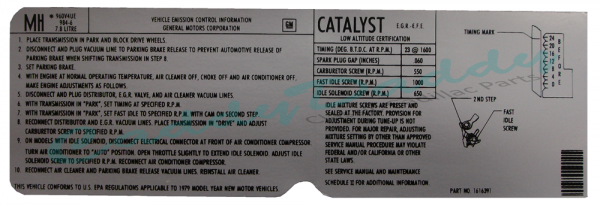 1978 Cadillac (Except Seville And Eldorado) 450  AT Emission  Decal REPRODUCTION