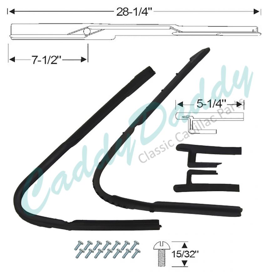 1950 1951 1952 1953 Cadillac 2-Door Front Vent Window Rubber Weatherstrip Kit (4 Pieces) REPRODUCTION Free Shipping In The USA