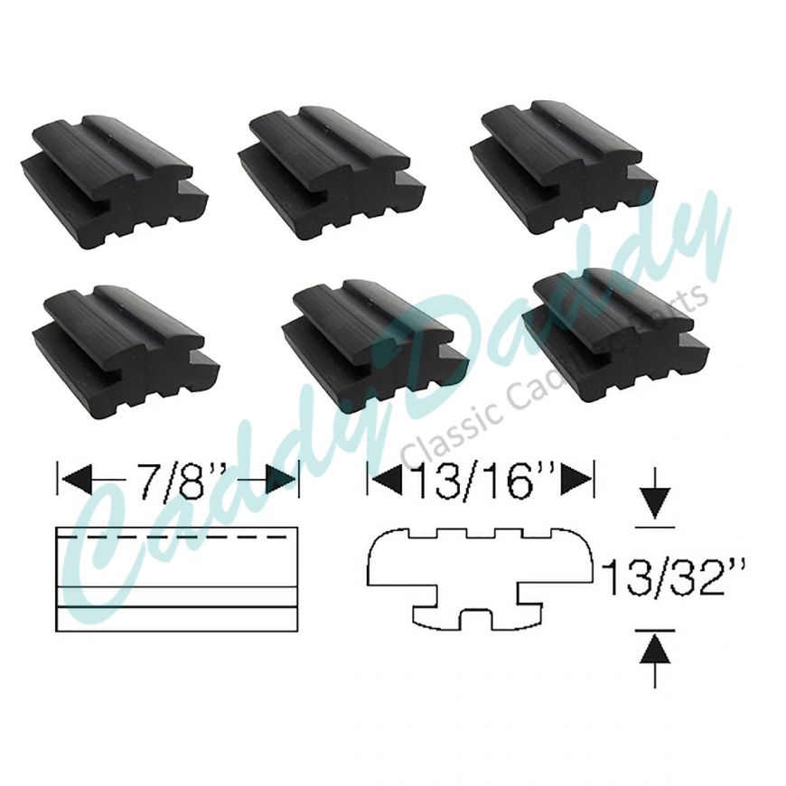 1950 1951 1952 1953 1954 1955 1956 1957 1958 Cadillac 0.4 Inch Hood To Cowl Bumper Set (6 Pieces) REPRODUCTION Free Shipping In The USA