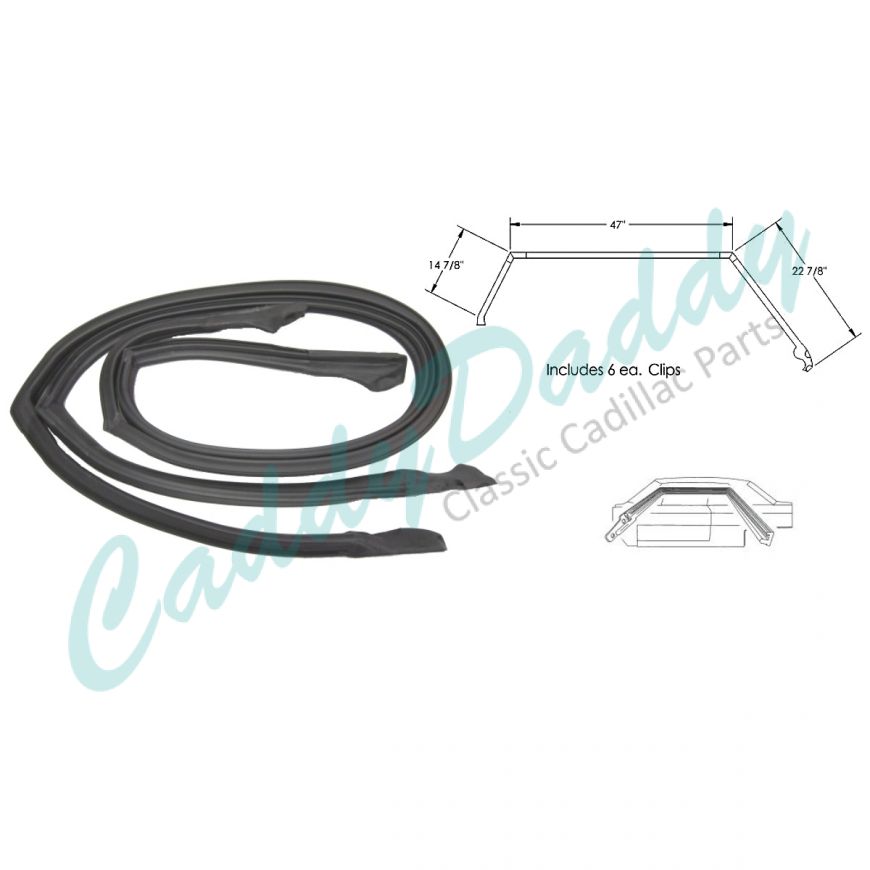 1969 1970 Cadillac Calais and Deville 4-Door Hardtop Roof Rail Weatherstrips 1 Pair REPRODUCTION Free Shipping In The USA