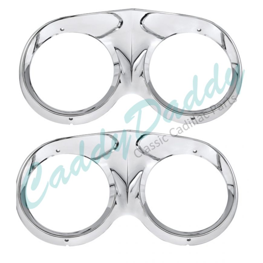 1959 1960 Cadillac Chrome Headlight Bezels 1 Pair REPRODUCTION Free Shipping In The USA