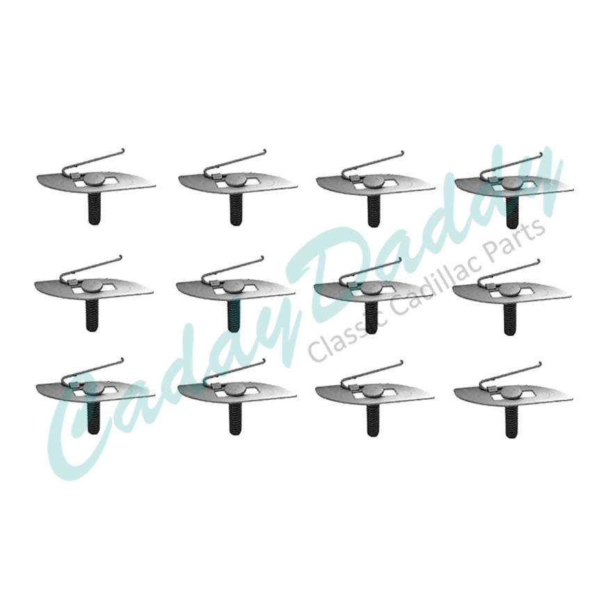 Cadillac Molding Clips Set (9/16 Inch Wide By 1-5/8 Inch Long Plate) (12 Pieces) REPRODUCTION