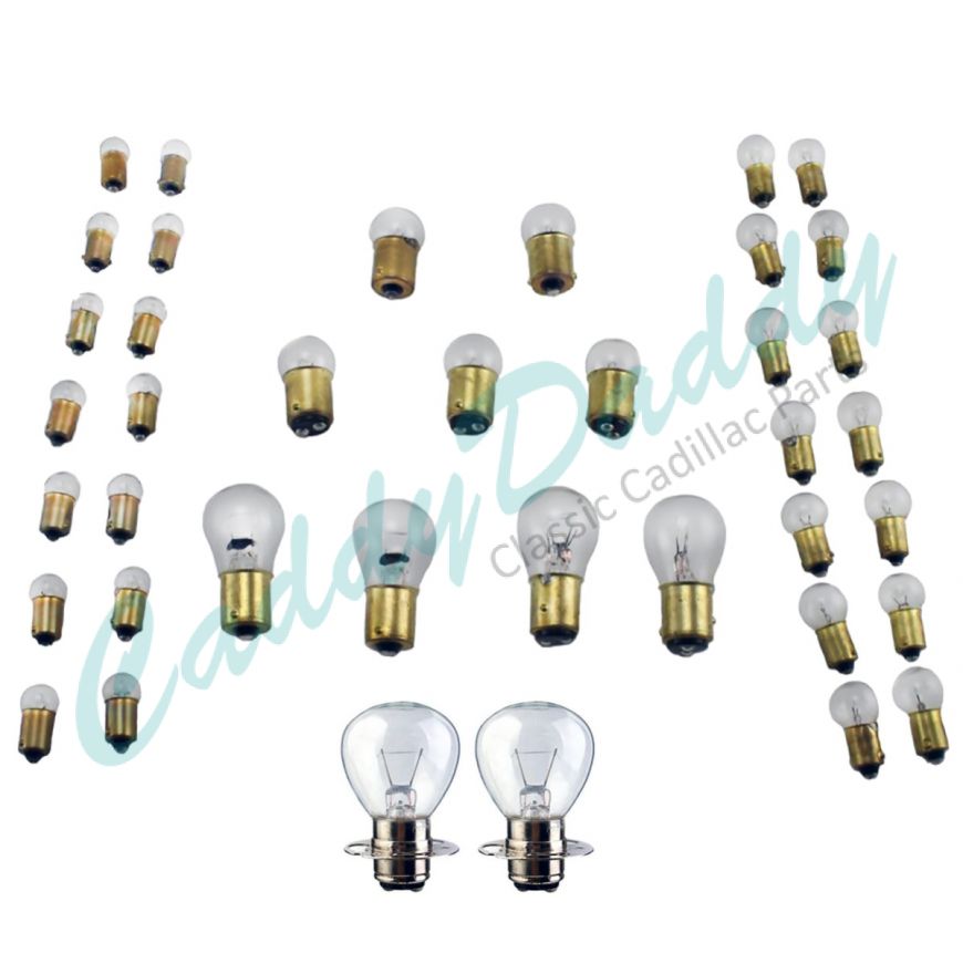 1947 1948 1949 1950 1951 1952 Cadillac 6-Volt Light Bulb Replacement Kit (WITH Fog Bulbs) (27 Pieces) REPRODUCTION Free Shipping In The USA