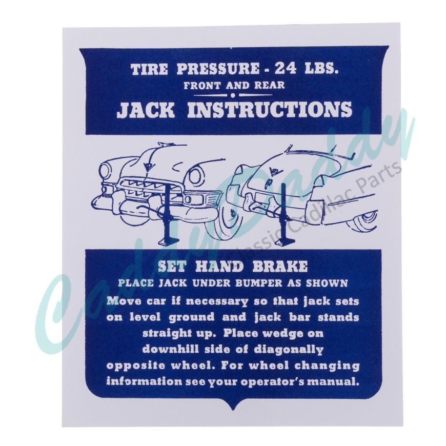1949 Cadillac Jacking Instructions REPRODUCTION