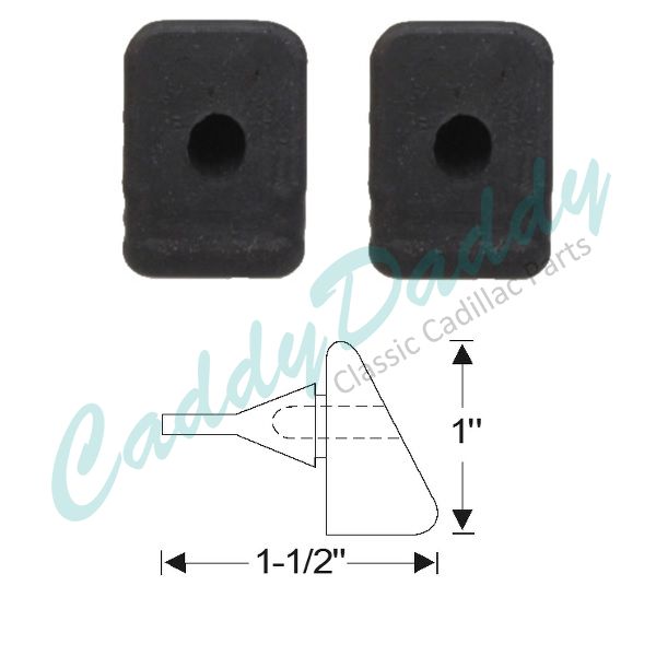 1948 1949 Cadillac (See Details) Fender to Hood Rubber Bumpers 1 Pair REPRODUCTION Free Shipping In The USA