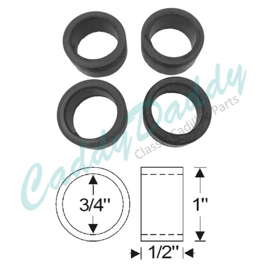 1938 1939 1940 1941 1942 1946 1947 1948 1949 Cadillac Upper Pivot Pin Steering Knuckle Support Rubber Seal Set (4 Pieces) REPRODUCTION Free Shipping In The USA