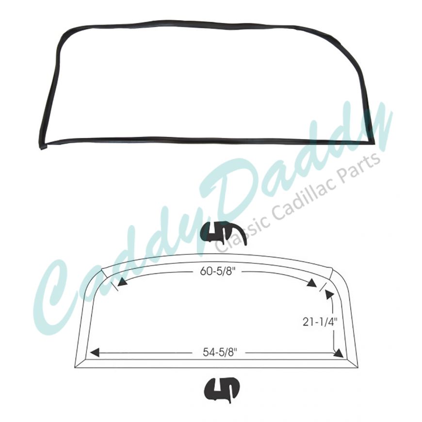 1961 1962 Cadillac 4-Door 6-Window Models (See Details) Rear Window Rubber Weatherstrip REPRODUCTION Free Shipping In The USA