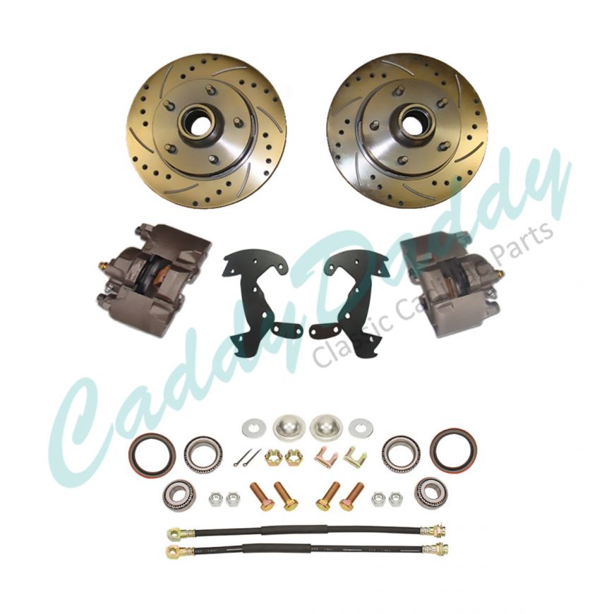 1950 1951 1952 1953 1954 1955 Cadillac Drilled and Slotted Rotor Front Disc Brake Conversion Kit NEW
