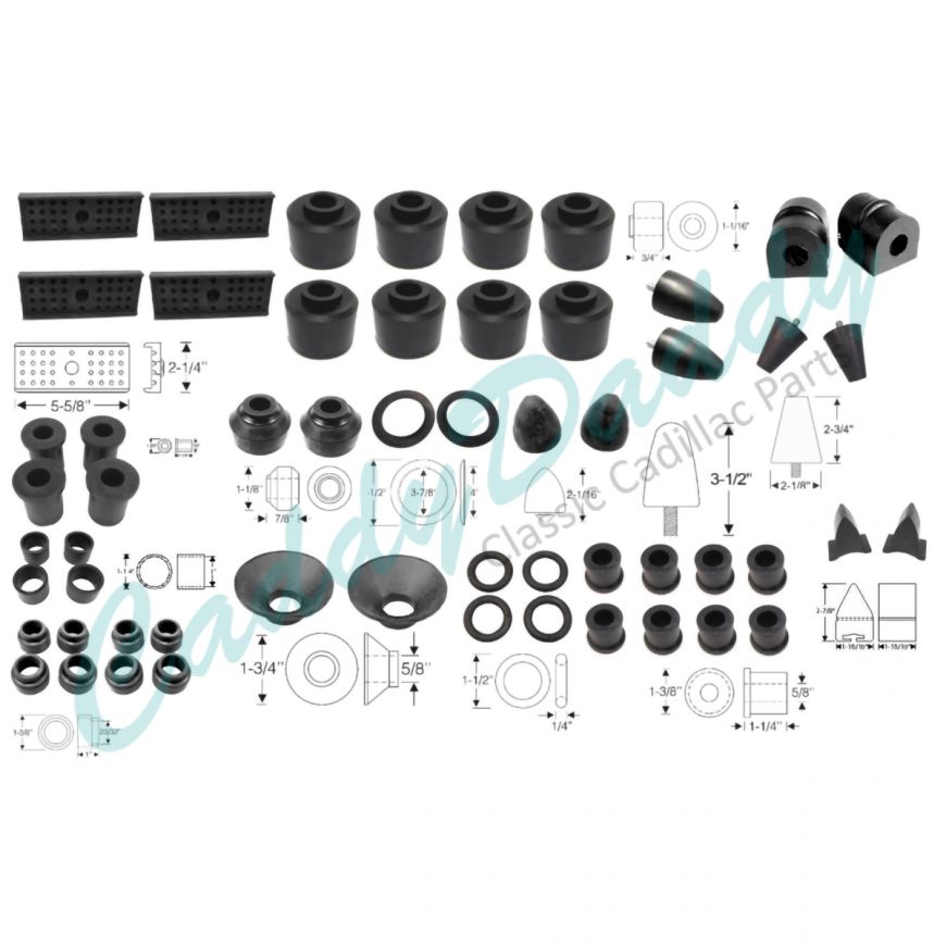 1950 1951 1952 1953 Cadillac Steering and Suspension Rubber Kit (56 Pieces) REPRODUCTION Free Shipping In The USA