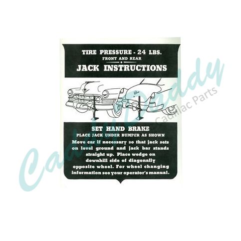 1950 Cadillac Jacking Instruction Decal REPRODUCTION