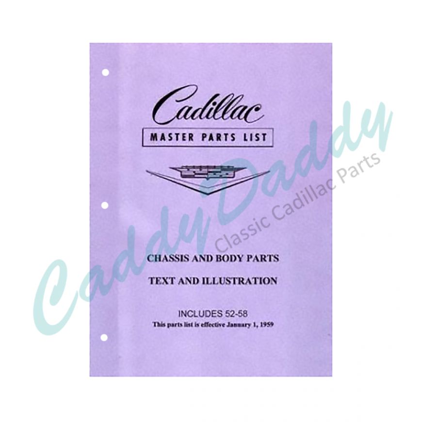 1952 1953 1954 1955 1956 1957 1958 Cadillac Master Parts Book REPRODUCTION  Free Shipping In The USA