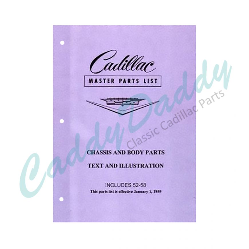 1952 1953 1954 1955 1956 1957 1958 Cadillac Master Parts Book REPRODUCTION  Free Shipping In The USA