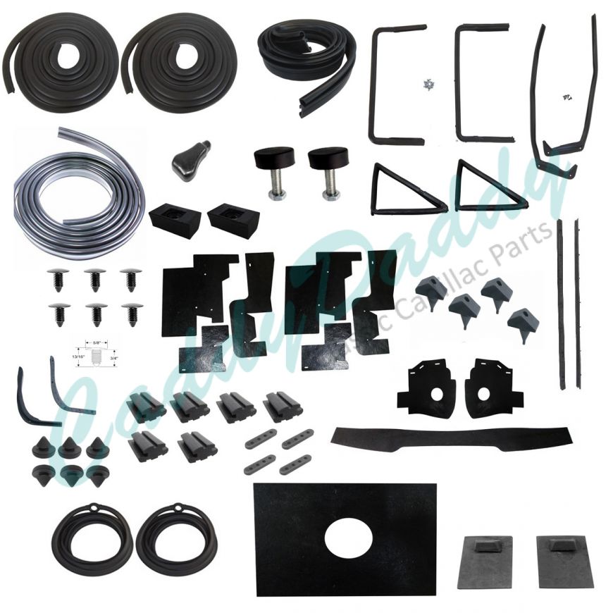 1956 Cadillac Series 62 Sedan Deluxe Rubber Weatherstrip Kit (61 Pieces) REPRODUCTION Free Shipping In The USA